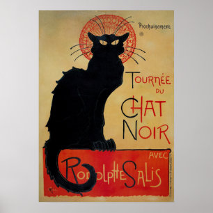 Affiche française vintage, le chat noir
