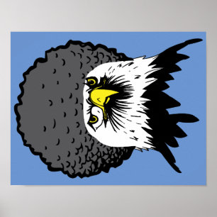 Affiche Fun Américain Aigle Chauve Afro