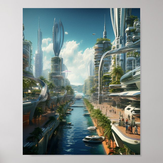 Affiche Futuriste Recife Cityscape (Devant)
