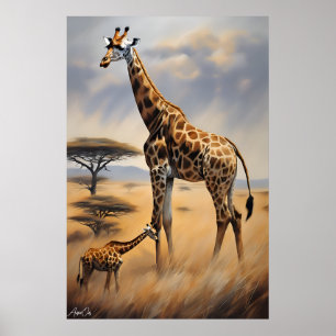 Affiche   Giraffes   Artstyle huile