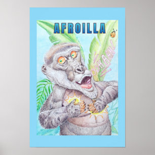 AFFICHE GORILLE AFRO 