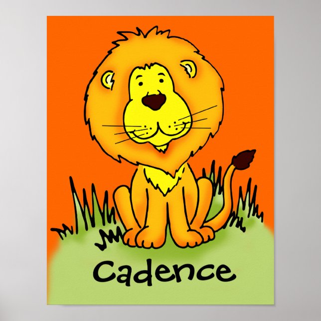 Affiche graphique de lion pour enfants avec votre  (Devant)
