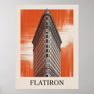 Affiche graphique orange du Flatiron Building