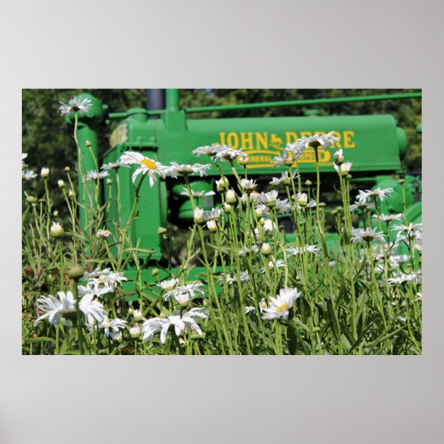Affiche Green Tractor and Flowers (Devant)