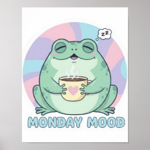 Affiche Grenouille Café Grenouille Mignonne Buvant