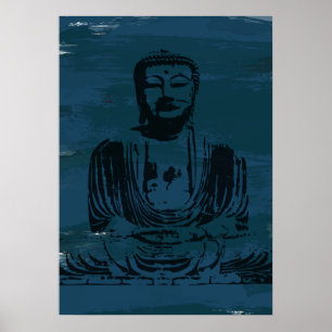 Affiche grunge de Bouddha - Teal foncé