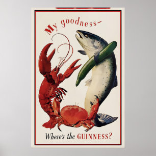 Affiche Guinness Saumon, Crabe et Homard