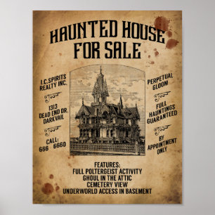 Affiche Halloween Maison Hantée À Vendre