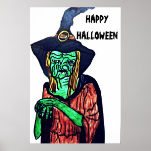 AFFICHE HALLOWEEN UGLY OLD WITCH