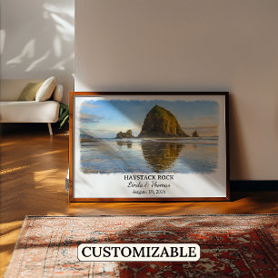 Affiche Haystack Rock Oregon, Cannon Beach personn