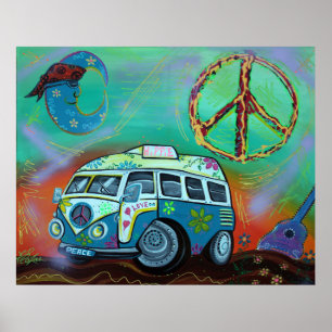 Affiche hippie de voyage