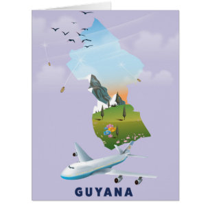 affiche illustrée de la carte au Guyana