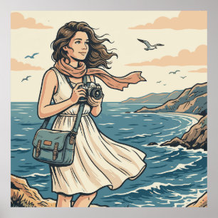 Affiche illustrée de photographie de voyage vintag