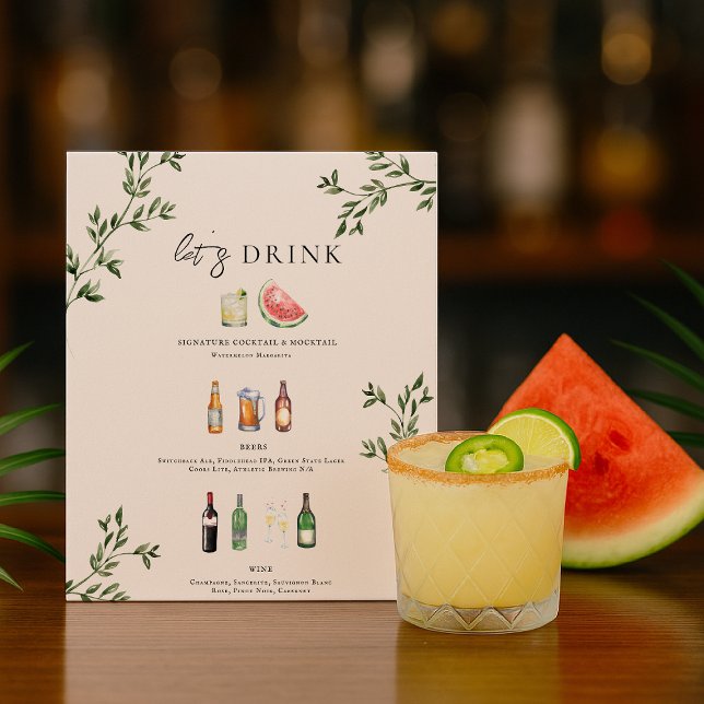 Affiche illustrée du menu de la barre de Mariage (Créateur téléchargé)