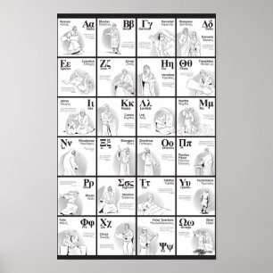 Affiche illustrée en alphabet grec