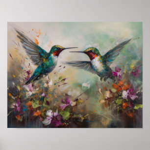 Affiche Impression d'Art Colibris Peinture