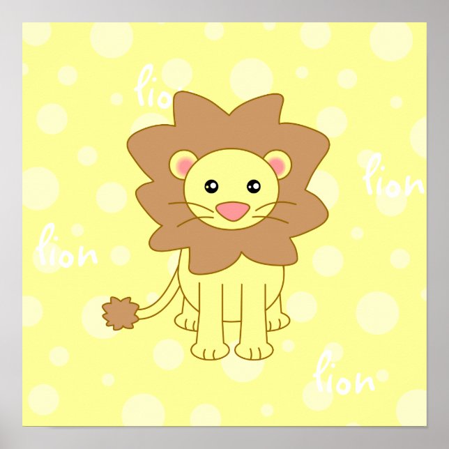 Affiche / Impression de bébé lion mignon (Devant)
