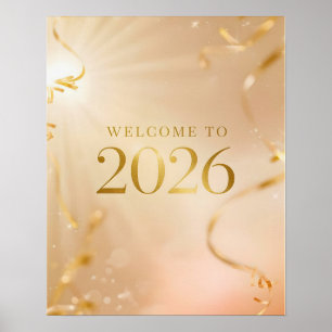 Affiche imprimable « Bienvenue en 2026 » – Golden