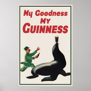 Affiche imprimée vintage Guinness Seal, Mon Dieu