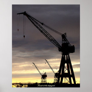Affiche industrielle de silhouette de grue