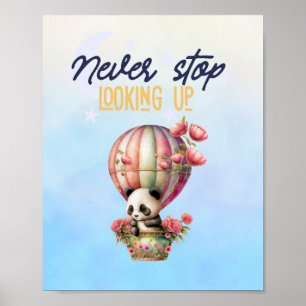 affiche inspirante de la montgolfière panda