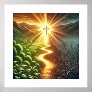 Affiche inspirante sur le chemin de lumière et d'o