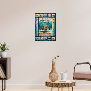 Affiche inspirante Tortue de mer Océan “La vie est