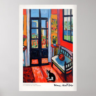 Affiche Intérieur avec Chat et Porte Ouverte