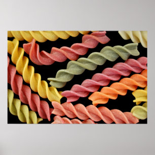 affiche italienne de pâtes de fusilli coloré