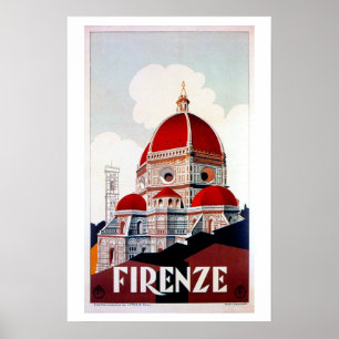 Affiche italienne vintage de voyage de Florence