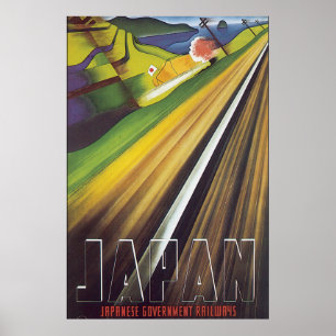Affiche japonaise de Vintage voyage de chemins de