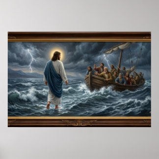 Affiche Jésus marchant sur l'eau – Art mural chrét