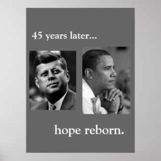 AFFICHE JFK / OBAMA - ESPOIR RENAÎT