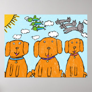 Affiche joyeuse "Chiots au soleil"