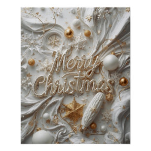 Affiche « Joyeux Noël » Blanc & Or