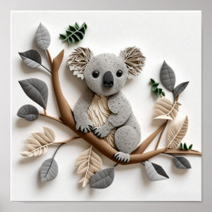 Affiche Koala Quilling Papier, Chambre d'Enfants,