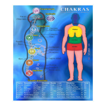 Affiche le Chakras et leurs liaisons
