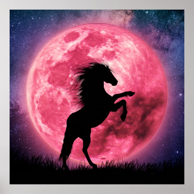 Affiche Le cheval et la lune rose Poster (Front)