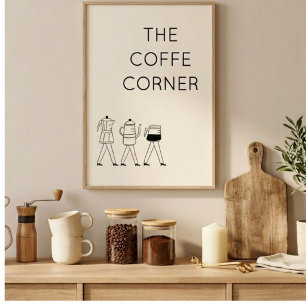 Affiche Le Coin Café   Mur de Café Minimaliste 