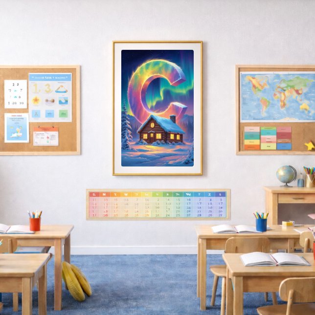 Affiche Lettre C Aurore Boréale | Impression d'art (Créateur téléchargé)