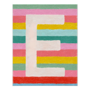 Affiche lettre monogramme E décoration dopamine lu