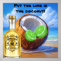 Affiche Lime, Noix de Coco et Rhum