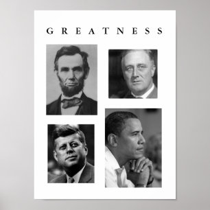 AFFICHE Lincoln, FDR, JFK, Obama de GRANDEUR