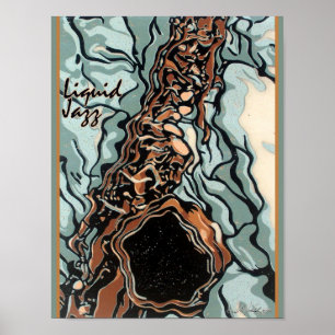 Affiche liquide de saxophone de jazz