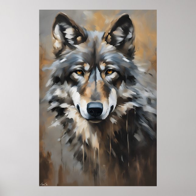 Affiche | Loup | Artstyle huile (Devant)