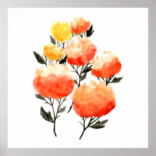 Affiche lumineuse d'art de fleurs