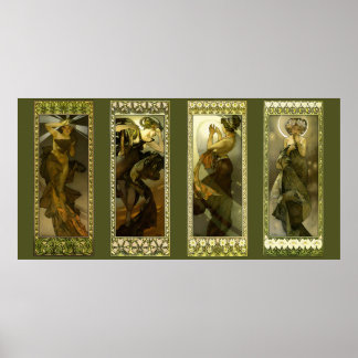 Affiche Lune et Étoiles d'Alphonse Mucha