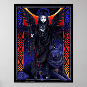 Affiche magique d'ange gardien de loup de
