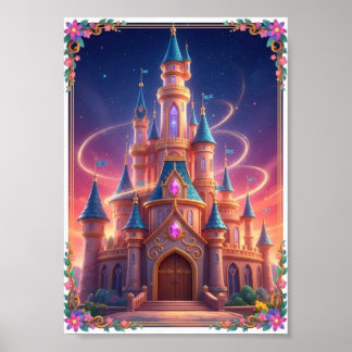 Affiche Magique de Château de Rêve Arc-en-ciel Fan