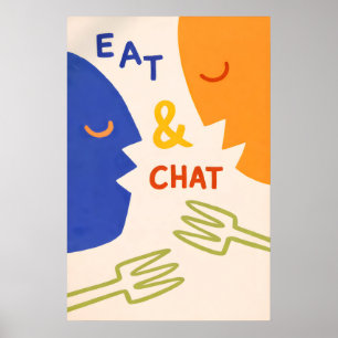 Affiche Manger et Bavarder, Mur de Cuisine Moderne